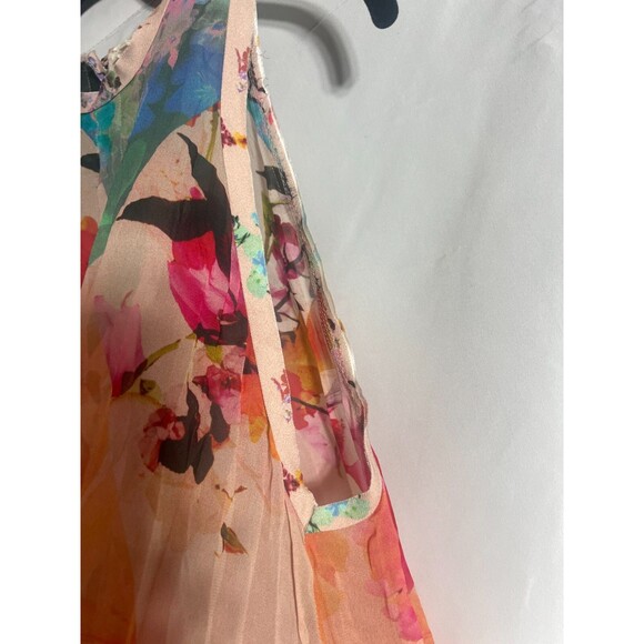 Nicole Miller Artelier BLUSH/MULTI WATERCOLOR Floral Hi-Low Top Sz PS - Picture 3 of 10